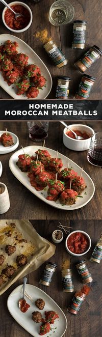 Tender beef meatballs made with a mix of Moroccan spices and smothered with a delicious spicy tomato sauce.