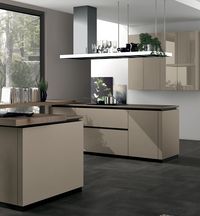 Bark aged oak | Glossy glass beaver| Matt lacquered beaver | Worktop: Fenix