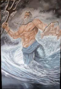 The mighty Poseidon. God of the Sea, brother of Zeus and one of the twelve Olympic deities. And for every surfer the best friend ☺️🌊 #poseidon#seascapeartist #oiloncanvas #paintingtalents #artcollections #selftaughtartist #Inspiration#ölmalerei#oilpainters #fantasyoilpainting #oilsketch