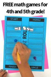 Grab these FREE place value dice games for 4th grade and 5th grade math students. Students will practice place value, reading writing and comparing numbers and rounding with whole numbers and decimals in fourth grade and fifth grade. Students will also read numbers in expanded form and expanded notation. These engaging math games are aligned to common core standards 4.NBT.1 4.NBT.2 4.NBT.3 and 5.NBT.1 5.NBT.3 5.NBT.4