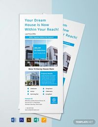 Instantly Download Free Modern Real Estate Rack Card Template, Sample & Example in Microsoft Word (DOC), Adobe Photoshop (PSD), Apple Pages, Microsoft Publisher, Adobe Illustrator (AI) Format. Available in 4x9 inches + Bleed. Quickly Customize. Easily Editable & Printable.