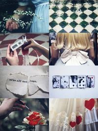 Alice in Wonderland aesthetic > it's a mad world > eat me, drink me > queen of hearts > collage