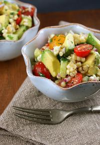 avocado and grilled corn salad with cilantro vinaigrette. yum.