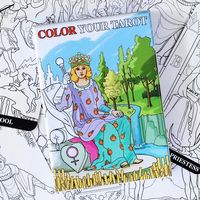 #ad | Color Your Tarot Deck by Barbara Moore for creative Tarot divination. Includes all 22 cards of Major Arcana in classic Rider Waite imagery for adult coloring. #tarot #tarotcards #adultcoloring #coloringformeditation #coloringforadults #divination #riderwaite #giftidea