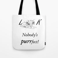 Cat Lovers Nobody's Purrfect Cute Tote Bag. Shop Now!