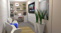 29. Decoração de home office com vasos de plantas brancos. #vasosdeplantas #vasosdeplantascriativo #vasosdeplantasreciclavel