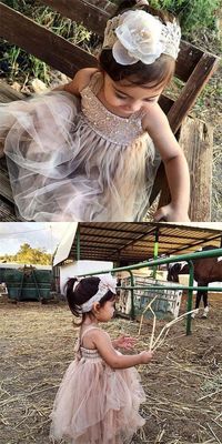 Strap Beaded Sequin Top Tulle A-line Flower Girl Dresses, Lovely Little girl Dresses, TYP1120 #flowergirldresses #flowergirl