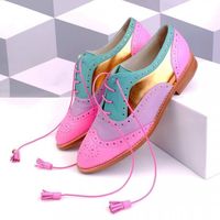Women's Multicolor Oxford Lace Up Tassels Comfortable Flats Fall Fashion Shoes 2019 Colorful Stylish Comfortable Oxford Shoes Trendy Stylish Comfortbale Shoes For Girls