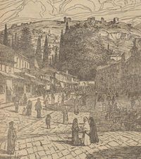 BASMANE ALTINPARK. YUNAN KÜLTÜR VE TURİZM BAKANLIĞINDA ÇALIŞAN EVAGGELİA TSİOMI BU ÇİZİMİ KENDİ BLOGUNDA İZMİR PAZARI OLARAK PAYLAŞMIŞ.