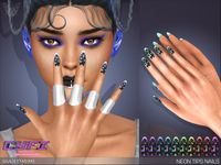 The Sims Resource - CyFi Neon Nail Tips Manicure