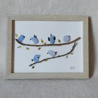 Cute family of sea glass birds for large families