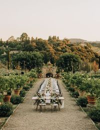 Romantic Tuscany Italy Outdoor Wedding with String Lights Garden
