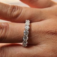 4.20mm Full Eternity Wedding Band, Round Cut Diamond Wedding Band, Moissanite Wedding Band, 14K White Gold Ring, Matching Anniversary Gift