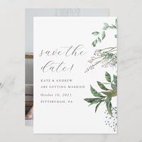 Simple Botanical Wedding Photo Save the Date