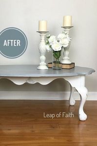 Don't turn down an old thrift store coffee table, check out the before and after photos to see this farmhouse oval coffee table makeover idea. Upcycling furniture is a great way to decorate on a budget. #diy #coffeetable #makeover
