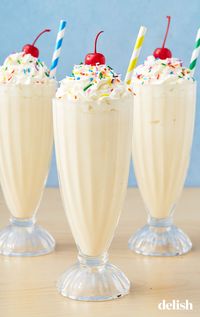 The absolute best way to make a vanilla milkshake. Get the recipe from Delish.com. #milkshake #vanilla #easy #recipe #best #icecream #classic #homemade #best