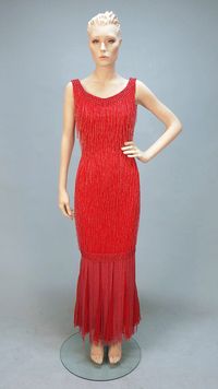 Yves Saint Laurent for Christian Dior Couture Beaded Silk Evening Gown, Spring 1959