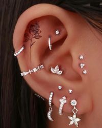 Flower Helix Piercing Earring Stud Cartilage Tragus Ear Jewelry 16G – Impuria Ear Piercing Jewelry