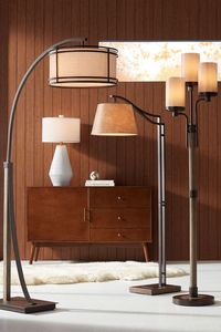 Give your home a glow with a traditional, modern, or contemporary floor lamp for living room, dining room, bedroom, home office, family room, game room, or tv room. Featured: Gentry Oil-Rubbed Bronze 2-Light Downbridge Arc Floor Lamp- Style 78y02 | Possini Euro Design Luke Modern White Table Lamp- Style 426p1 | Tahoe Bronze Downbridge Arc Floor Lamp- Style 79y13 | Astoria Faux Wood and Bronze 3-Light Tree Floor Lamp- Style 78y35