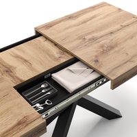 Tavolo Allungabile Emma 160, Rovere Rustico con Gambe Incrociate Nere | Mobili Fiver