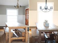 This large farmhouse table seats 8+ and adds great rustic charm to your dining room. See more photos and project details at LoveGrowsWild.com
