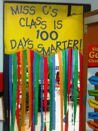 100 Days of School Doors! We should do one of these in the Pre-K hallway!!! =)