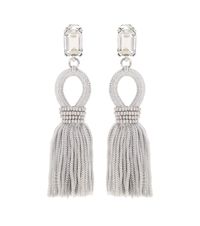 Oscar de la Renta - Embellished tassel clip-on earrings - A dazzling crystal and delicate beads provide a sophisticated polish to the oyster-grey clip-on pair. Wear as the finishing touch to an evening ensemble, or as a statement touch to your daytime look. - @ www.mytheresa.com