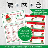 Christmas What's your name Elf Game | Digital Download | Christmas Game | Elf Game | Christmas Party | What's your elf Name?