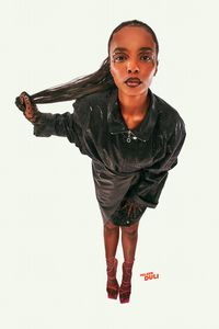 Editorial photography - fashion photography - photography inspiration Creative portrait with a aesthetic pose. An inspiration for other creators. It is artistic, urban, cool make-up. High fashion shot in a small photography studio. With an easy 2 lights setup and a white backdrop A portrait shot on a sony a7iii with a wide angle.