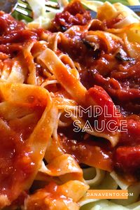 Just Plain Yummy 5-Ingredient Tomato Sauce. Simple Ingredients yield incredible taste. #RedSauce to use on #Pasta #veggies #pizza It's Thick and #hearty