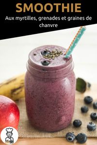 Découvrez cette recette de cuisine simple et rapide. Apprenez les techniques culinaires d'un chef à appliquer chez vous. #smoothie #myrtille #grenade #grainedechanvre #dessert