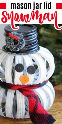 If you liked our Mason Jar Lid Pumpkins, you'll love this adorable mason jar lid snowman! It's a cute and unique holiday craft that is sure to be a conversation piece. #masonjar #masonjarlid #christmascrafts #christmasdecor #diychristmasdecor #winterdecor #wintercrafts #craftsbyamanda