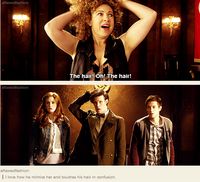 I love all of their faces. Amy and Rory are like "Melody is my River" and the Doctor's like "What is going on?!"