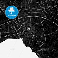 Antalya, Turkey PDF vector map black and white ... #printable #map #download #digital #water #blue #bright #streets #roads #city # #license #hebstreit