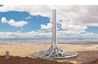 At the base of the tower, there is glass collection area that holds a huge volume of air which is continuously getting heated by sunlight. This results in a pressure difference, which causes heated air to flow upwards toward the top of the chimney while rotating wind turbines to generate electricity. In addition, the glass-covered area also acts like a giant greenhouse that makes heat to retain within the structure. Charlwood Design