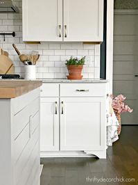 DIY furniture feet for basic kitchen cabinets | Thrifty Decor Chick | Thrifty DIY, Decor and Organizing