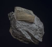 Pyrite, Autoroute 10/55 interchange roadcuts, Sherbrooke, Estrie, Québec, Canada. Size 6.0 x 4.2 cm