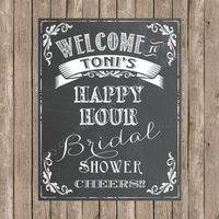 Custom Bridal Shower Welcome Chalkboard Printable Sign - Happy Hour Bridal Shower