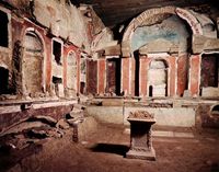 Vatican archaeology:The tomb of the Caetennii (17 x 18 feet) was one of the richest and most lavishly decorated of all those excavated beneath St. Peter's. Six decades ago, an extraordinary effort was undertaken far from the ornate public realms of the Vatican: Workers meticulously excavated the tombs and other long-sealed, centuries-old chambers beneath St. Peter's