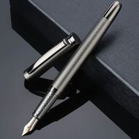 Personalized Gunmetal Brass Fountain Pen - Free Engraving Hand writing hobbyists will surely love this fountain pen in gunmetal color. It has black and gold accents, giving the pen an elegant look. It writes smoothly and lightly, and elevates your writing experience into an artform. Personalize it with your name or text of your choice by having it engraved at no extra cost. Personalization: 1 Line up to 30 characters