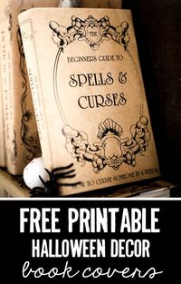 Get these gorgeous FREE Halloween book covers! Just download, print onto brown paper at home and abracadabra! Budget-beating Halloween decor! #freeprintables #halloweenbookcovers