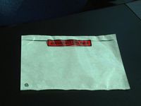 Packing List Envelopes Specification 1 Top Layer - Clear LDPE 45 micron Bottom Layer - Clear LDPE 30 micron Adhesive - 24 - 25gsm Hot melt Release Paper - 45gsm Kraft (white) with full-face silicone coating Specification 2 Top Layer - Clear LDPE 55 micron Bottom Layer - Clear LDPE 45 micron Adhesive - 28 - 30gsm Hot melt Release Paper - 70gsm Kraft (white) with full-face silicone coating With Self adhesive White silicon paper & Transparent PE-LD Film. Back slit opening Full Face or Top