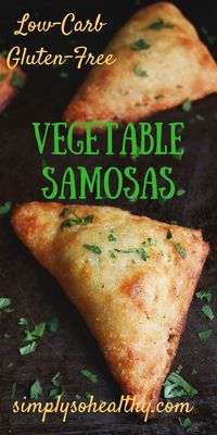 These Low-Carb Indian Vegetable Samosas are baked instead of fried. These recipe can be part of low-carb, gluten-free, ketogenic, diabetic, Atkins, and Banting diets.