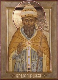 10 November – St Pope Leo I Doctor of the Church (c 400 – 461) Born in Tuscany, he became Pope in the year 440. He was a true father and shepherd of his people. He constantly strove to preserve the integrity of the faith, defended the unity of the Church, repelled or alleviated the incursions of the barbarians and, in very truth, he is called the GREAT! (Born c 400 at Tuscany, Italy – 461 at Rome). He was a