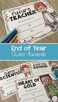 These 70 end of year awards are perfect for a class award ceremony! Every award comes in a boy and a girl version. I also included black line versions to save ink!