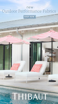 Sitting poolside just became stress-free. Design your patio furniture with luxurious outdoor performance fabrics from Thibaut. There are over 100 pretty patterns and textures available. Shop the Villa and Villa Textures collection at thibautdesign.com.