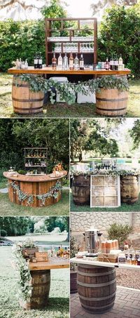 outdoor rustic fall wedding drink station ideas