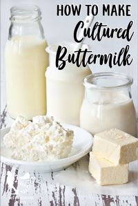 How to Make Cultured Buttermilk- Learn how to make homemade buttermilk with a few simple ingredients. #homemade #dairy #buttermilk #milk