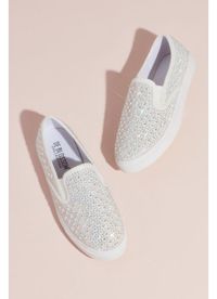 David's Bridal White (Crystal-Studded Slip-On Sneakers)