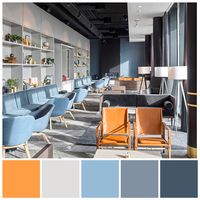Colour Discords occur when the 'natural' (that is, ubiquitous and familiar) tonal value of colour is reversed. In this example, orange is lighter in tonal value than blue but the blue has been tinted to a lighter variation than orange. Colour Discords represent atypical, unfamiliar colour combinations aimed at creating new and unusual colour schemes. Colour Discord illustration featuring Clarion Hotel, Norway by KAP Architects, 2015, by Zena O’Connor, PhD © Design Research Associates.